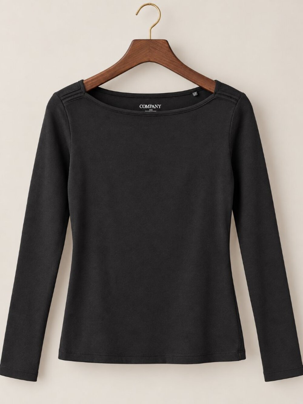 Pima Cotton Black Long Sleeve Top M Minimalist